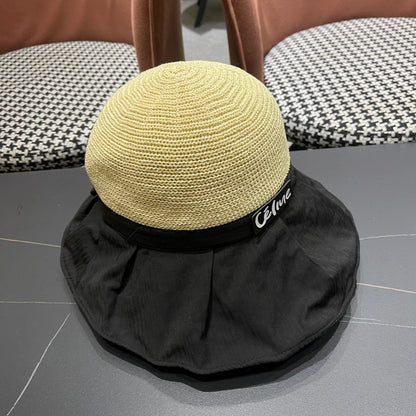 WIDE BRIM HAT MODEL 651949 IN BLACK MESH FABRIC