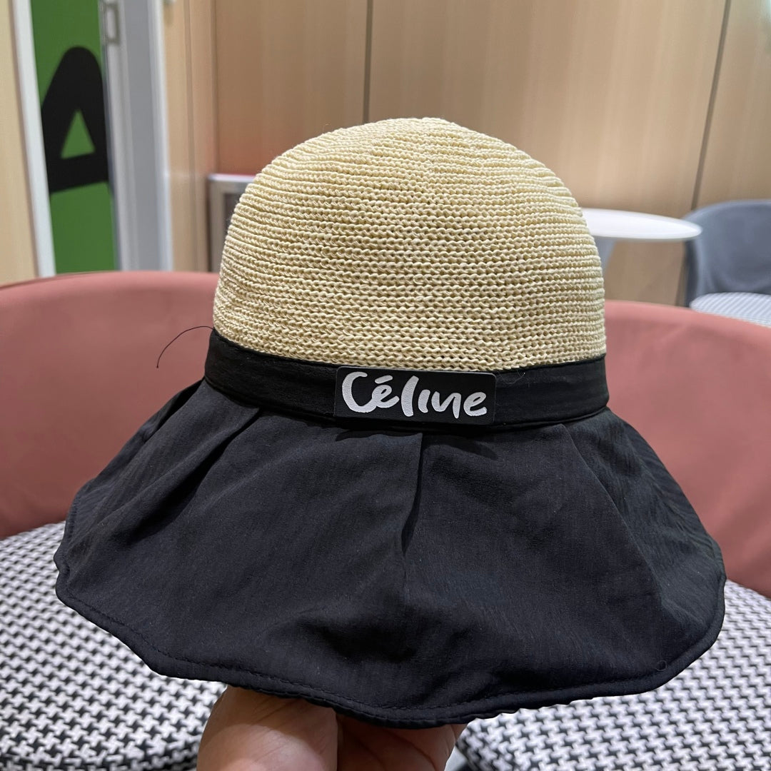 WIDE BRIM HAT MODEL 651949 IN BLACK MESH FABRIC