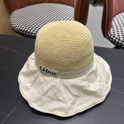 WIDE BRIM HAT MODEL 651950 IN WHITE MESH FABRIC