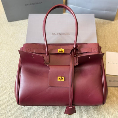 BEL AIR CARRY ALL BAG 35 IN BURGUNDY RED NAPPA LAMBSKIN GOLD HARDWARE