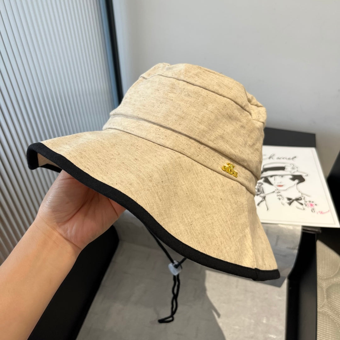 BUCKET HAT MODEL 651982 IN BEIGE SLUB FABRIC