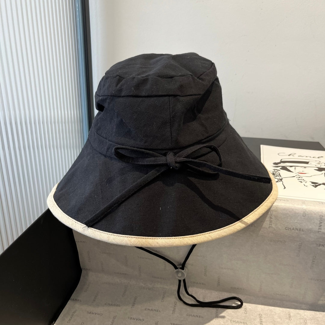 BUCKET HAT MODEL 651983 IN BLACK SLUB FABRIC