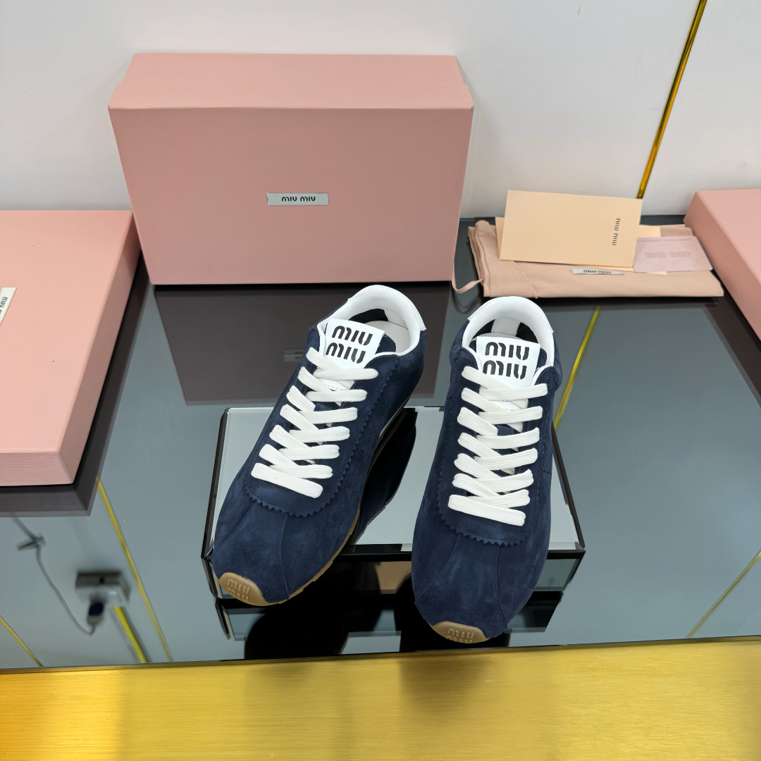 PLUME NAPPA SNEAKERS IN NAVY BLUE SUEDE
