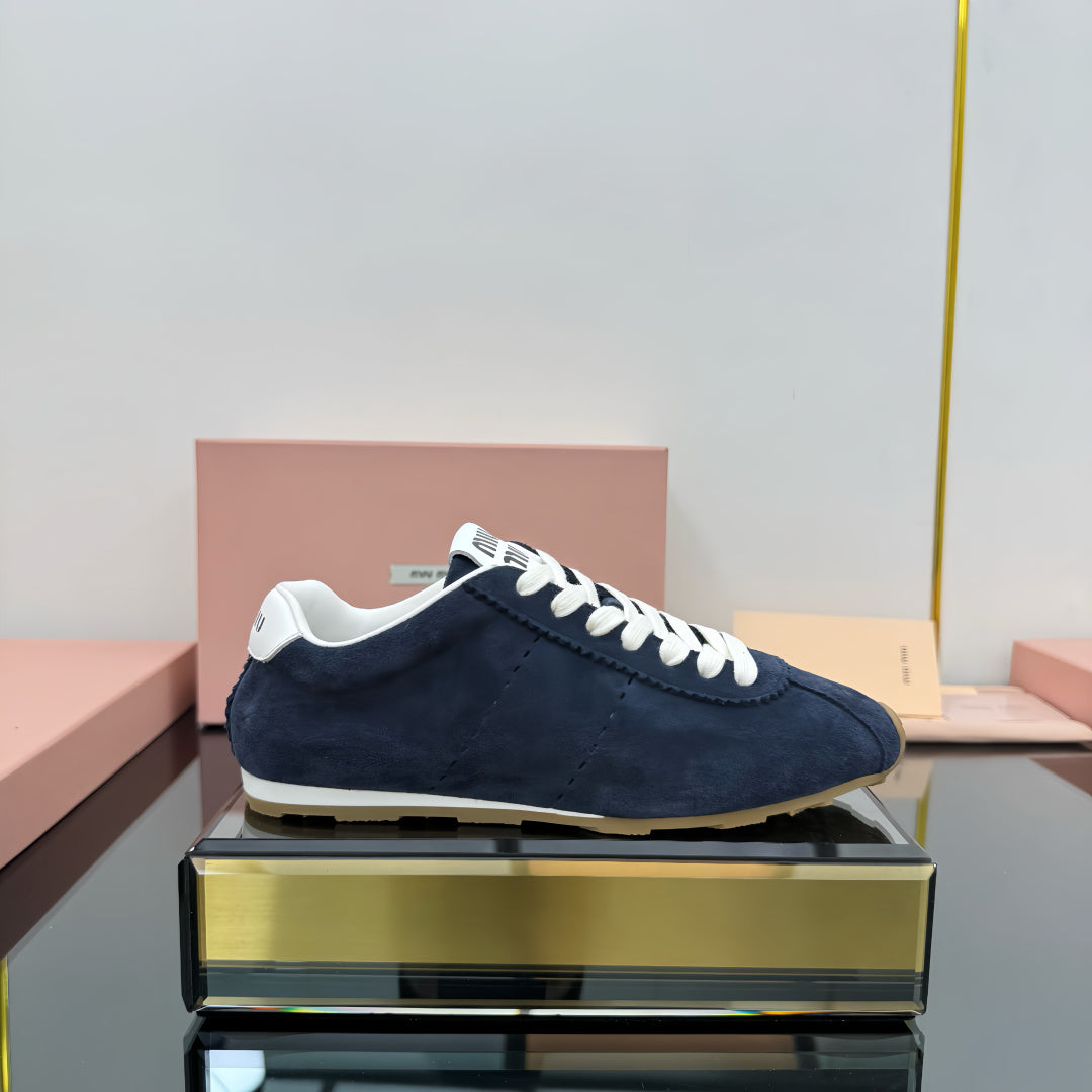 PLUME NAPPA SNEAKERS IN NAVY BLUE SUEDE