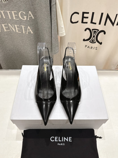 JUDY CAP TOE SLINGBACK 65MM IN BLACK SMOOTH AND SHINY CALFSKIN