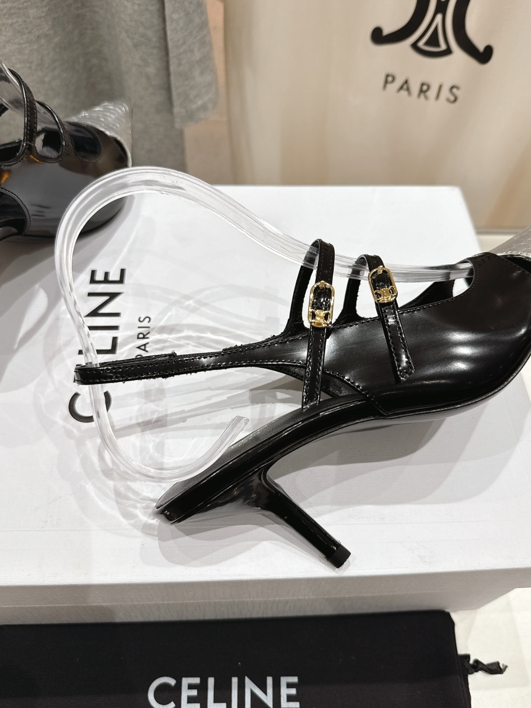 JUDY DOUBLE STRAP MARY JANE SLINGBACK 65MM IN BLACK SHINY CALFSKIN AND SILVER SNAKE EMBOSSED LEATHER