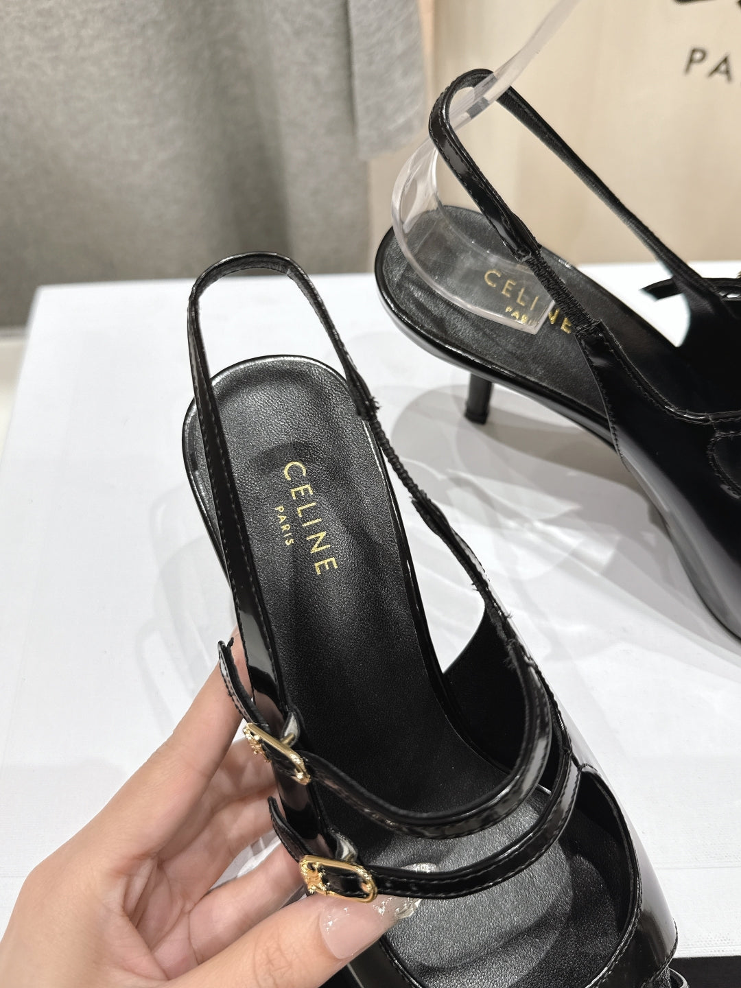 JUDY DOUBLE STRAP MARY JANE SLINGBACK 65MM IN BLACK SMOOTH AND PATENT CALFSKIN