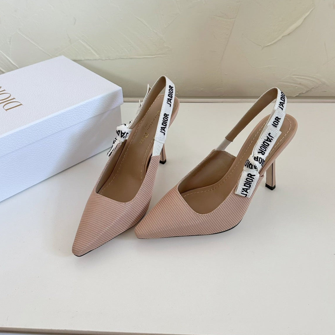 J'ADIOR SLINGBACK PUMP NUDE PINK TECHNICAL FABRIC 10 CM