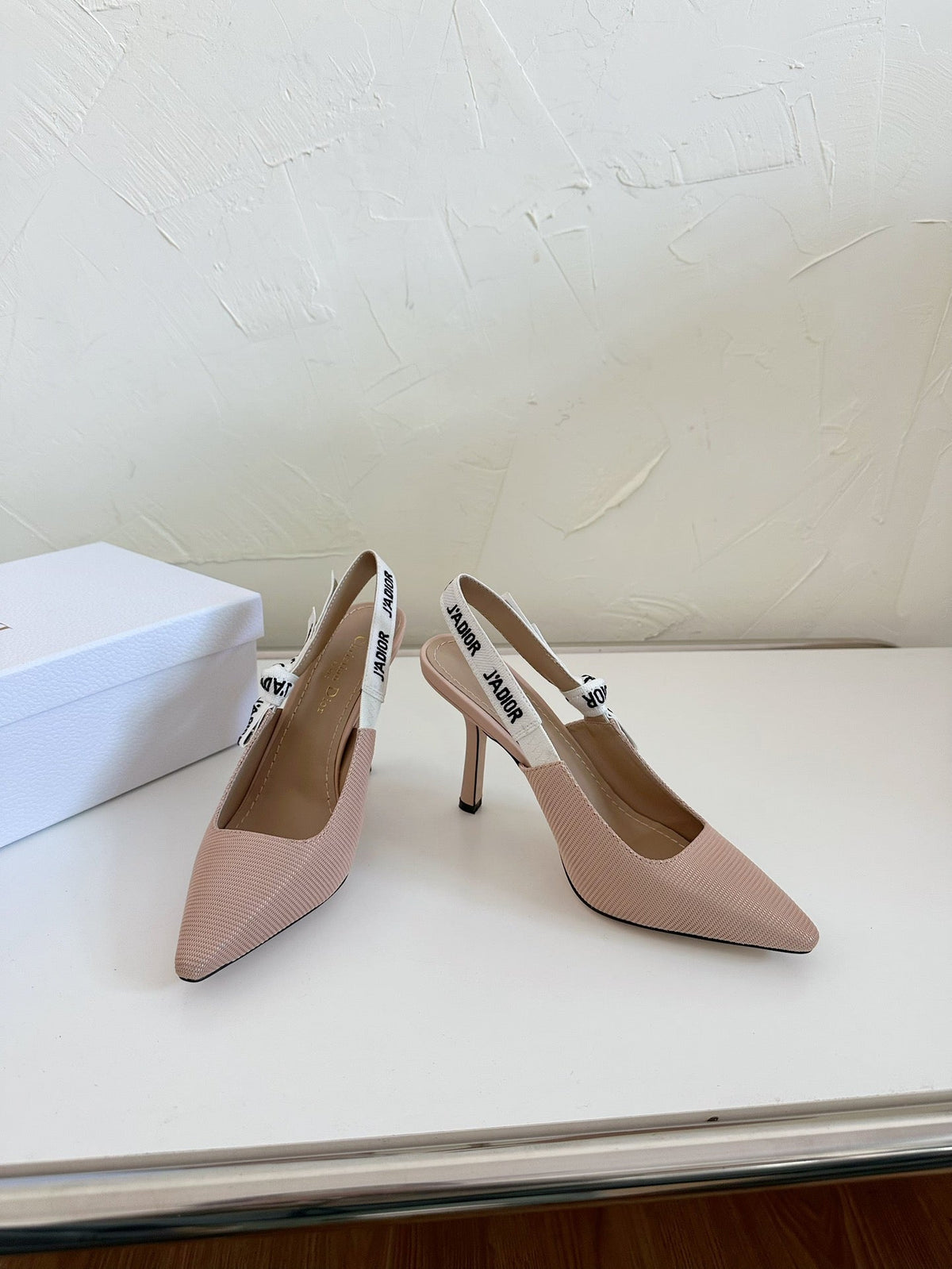J'ADIOR SLINGBACK PUMP NUDE PINK TECHNICAL FABRIC 10 CM