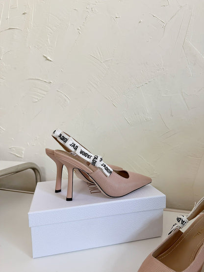 J'ADIOR SLINGBACK PUMP NUDE PINK TECHNICAL FABRIC 10 CM