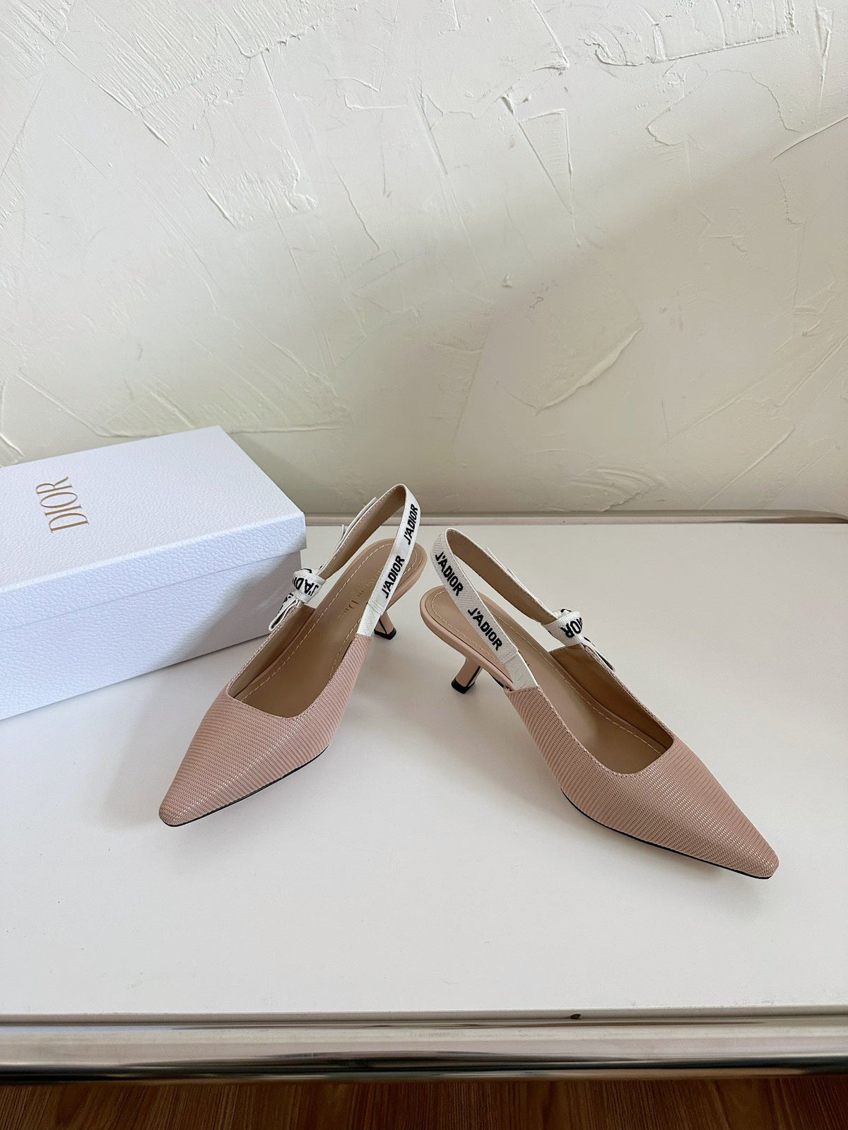 J'ADIOR SLINGBACK PUMP NUDE PINK TECHNICAL FABRIC 65 MM