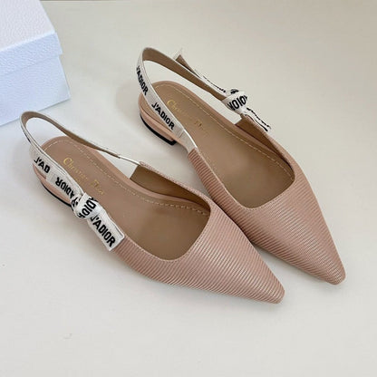 J'ADIOR SLINGBACK FLAT NUDE PINK TECHNICAL FABRIC
