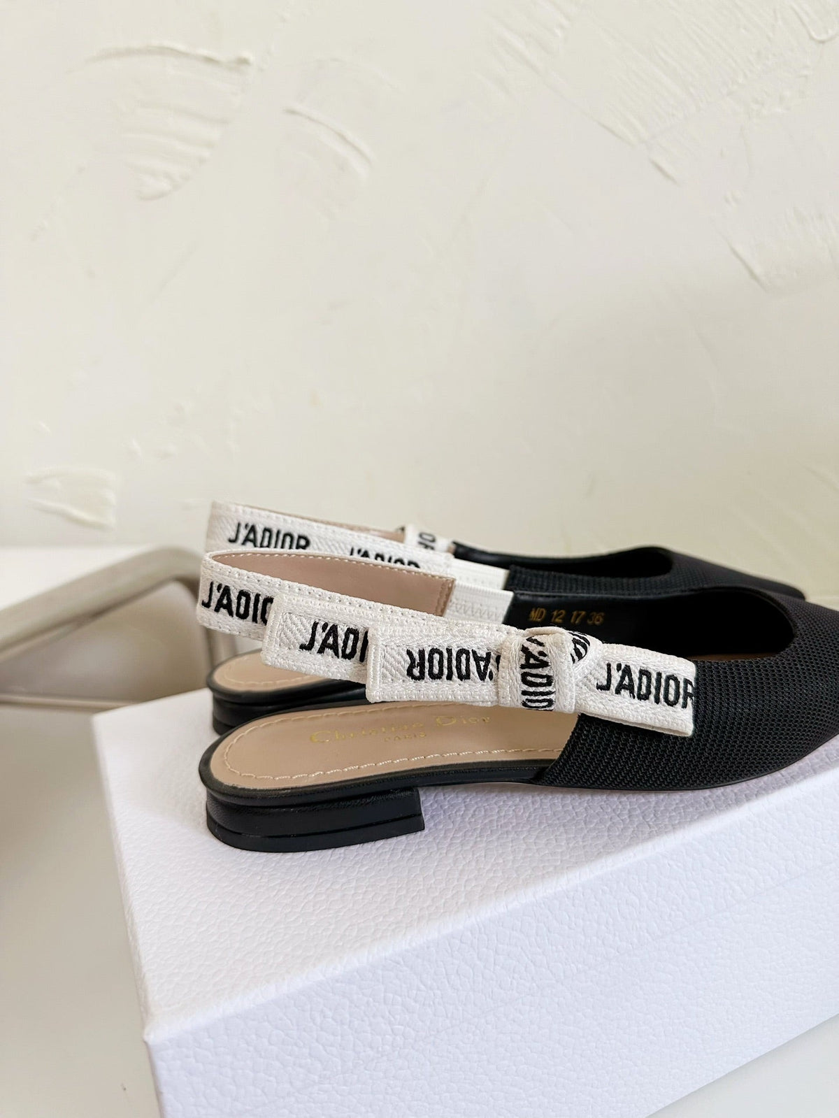 J'ADIOR SLINGBACK FLAT BLACK TECHNICAL FABRIC