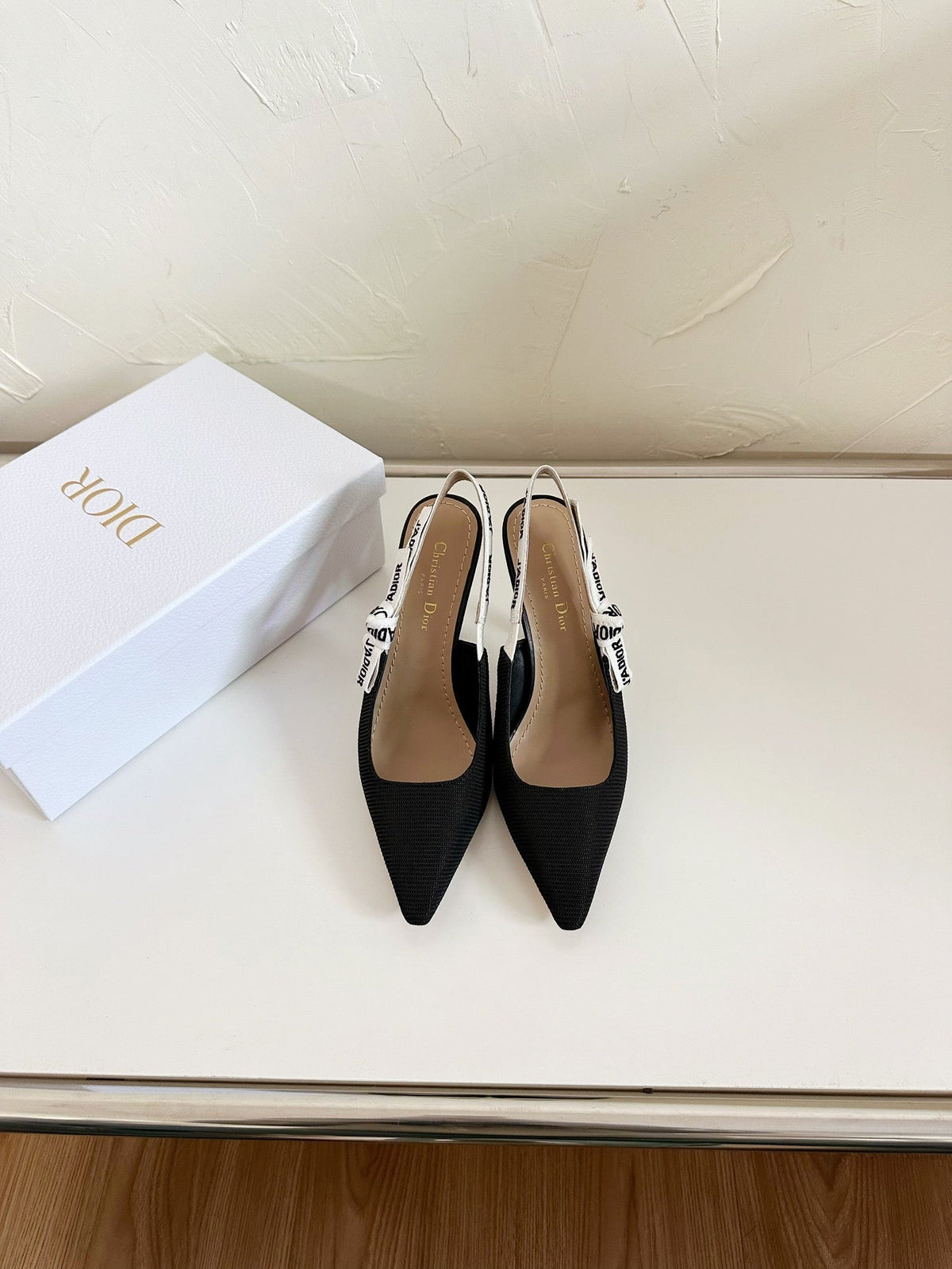 J'ADIOR SLINGBACK PUMP BLACK TECHNICAL FABRIC 10 CM