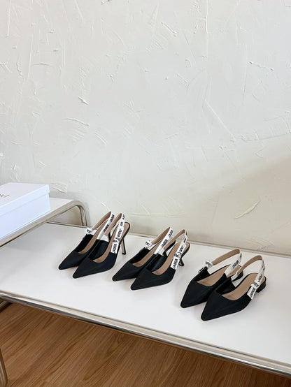 J'ADIOR SLINGBACK PUMP BLACK TECHNICAL FABRIC 10 CM