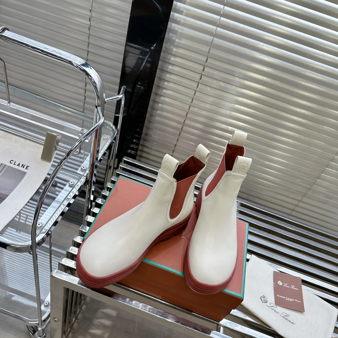 LP 23 LAKESIDE SHORT BOOTS WHITE CALFSKIN
