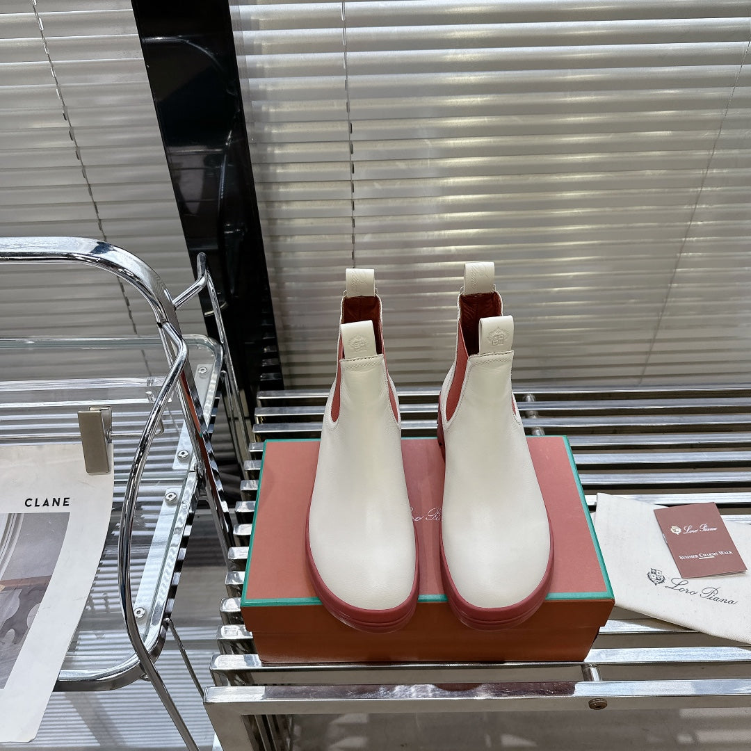 LP 23 LAKESIDE SHORT BOOTS WHITE CALFSKIN