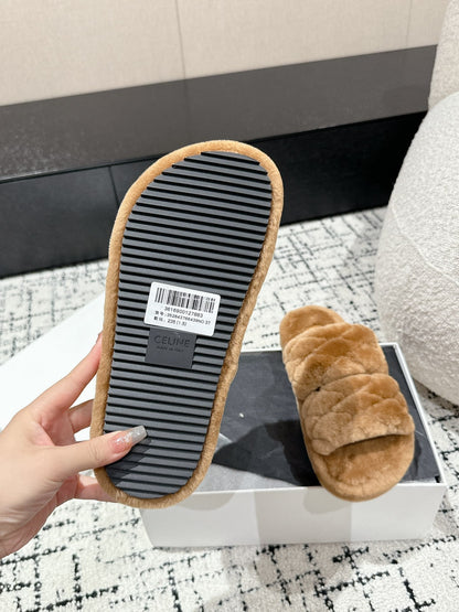 DAD SANDAL MULE IN CAMEL BROWN SHEARLING