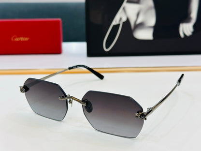 PANTHÈRE RIMLESS GEOMETRIC FRAME SUNGLASSES CT0504S IN METAL