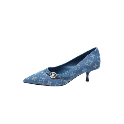 6AM HIGH HEELS 55 MM IN CLASSIC BLUE MONOGRAM DENIM