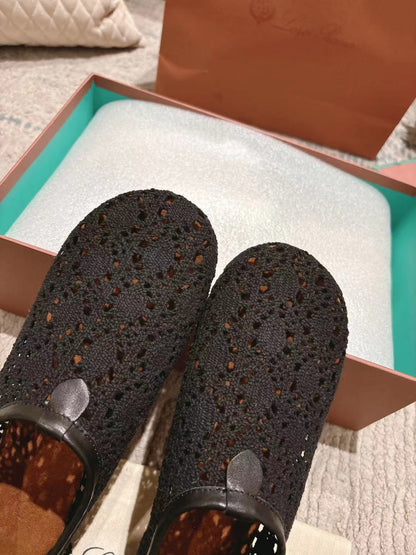 FLAT SHOES 25 IN BLACK MESH FABRIC