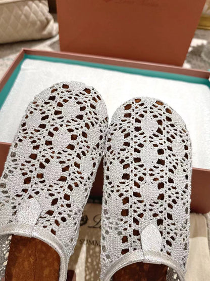 FLAT SHOES 25 IN PAPER WHITE MESH FABRIC