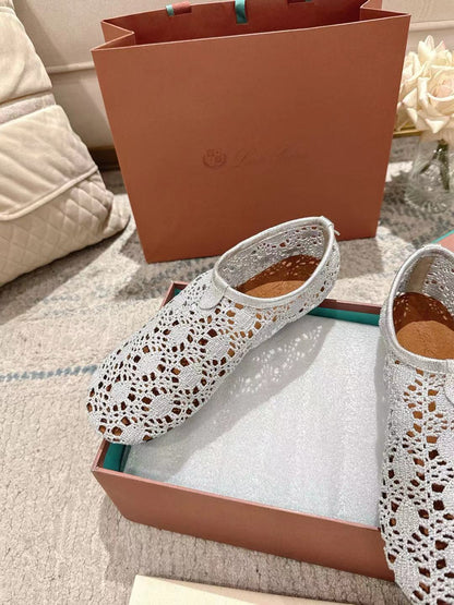 FLAT SHOES 25 IN PAPER WHITE MESH FABRIC