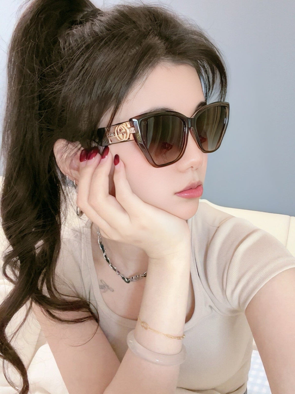 SQUARE FRAME SUNGLASSES G5580 IN ACETATE