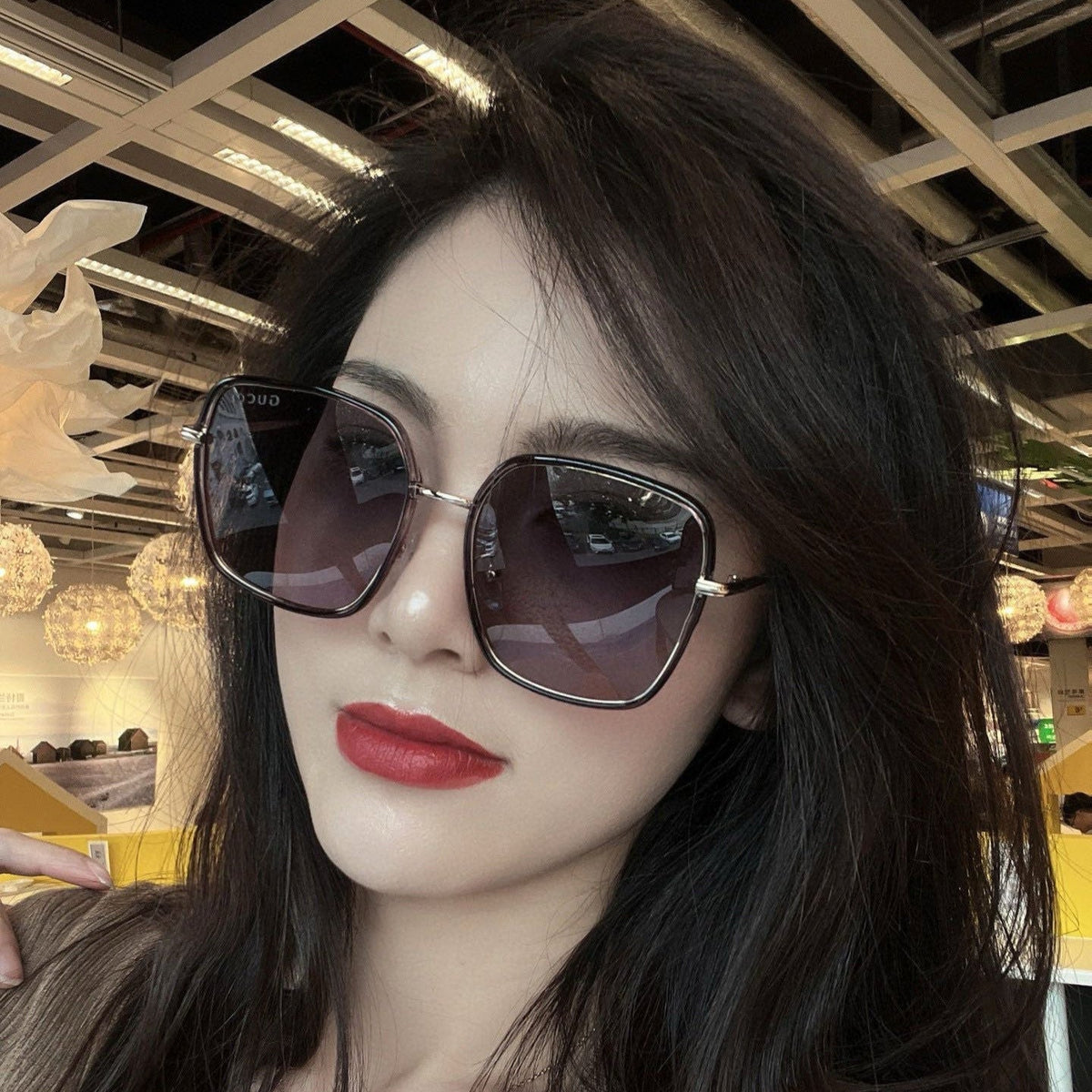 SQUARE FRAME SUNGLASSES G3142 IN ACETATE AND METAL