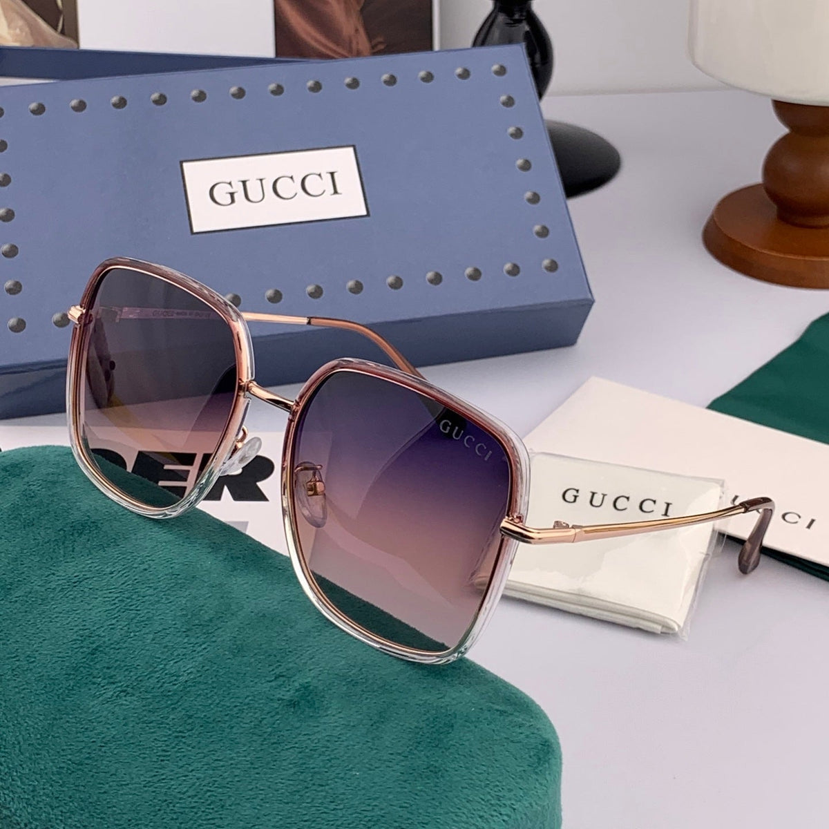 SQUARE FRAME SUNGLASSES G3142 IN ACETATE AND METAL