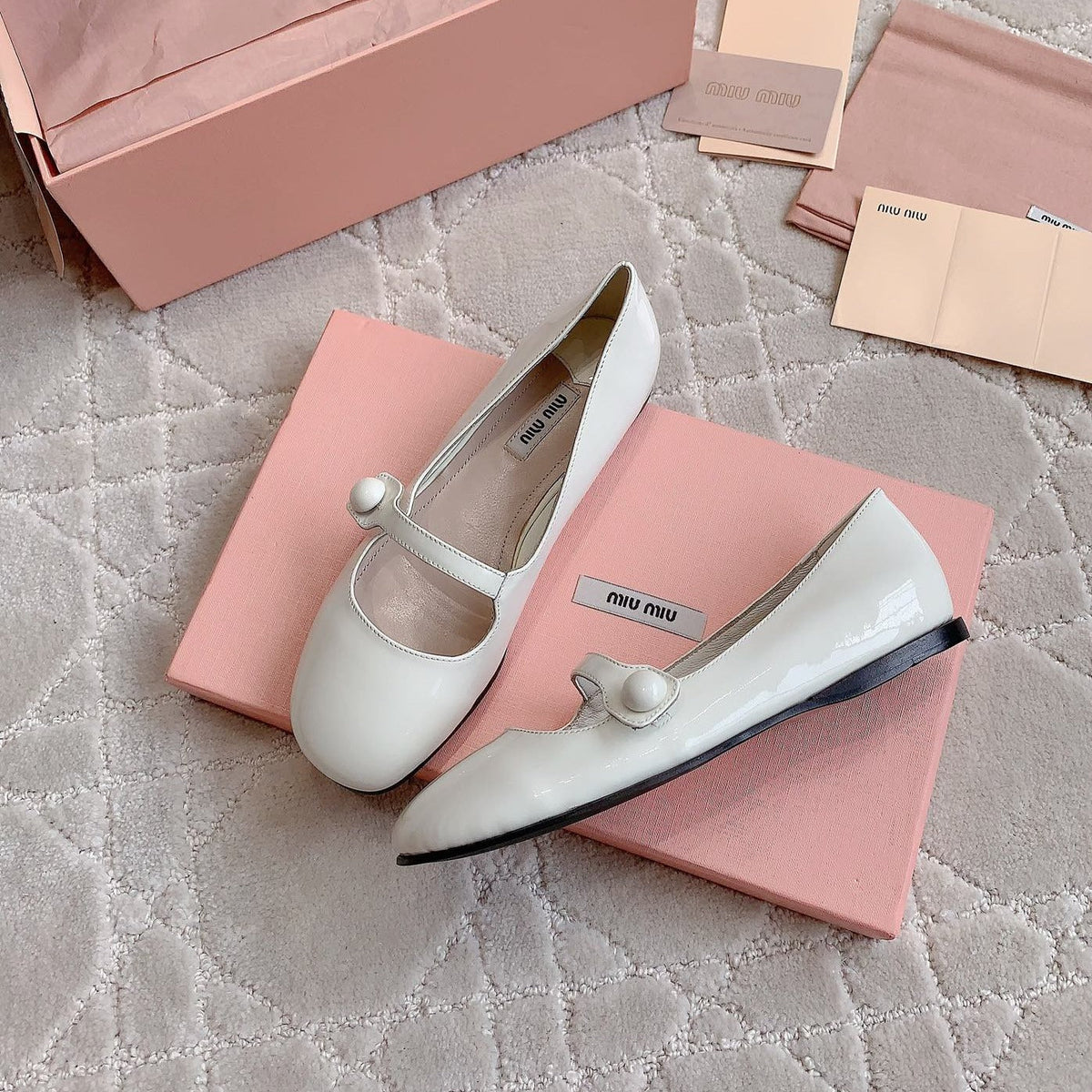 Floral White Ballet Shoes Sheepskin