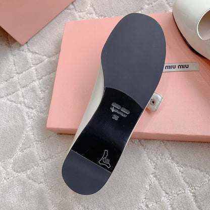 Floral White Ballet Shoes Sheepskin