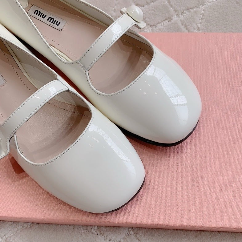 Floral White Ballet Shoes Sheepskin