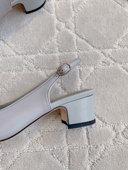 SLINGBACKS IN SLATE GREY MIX BLACK SHEEPSKIN