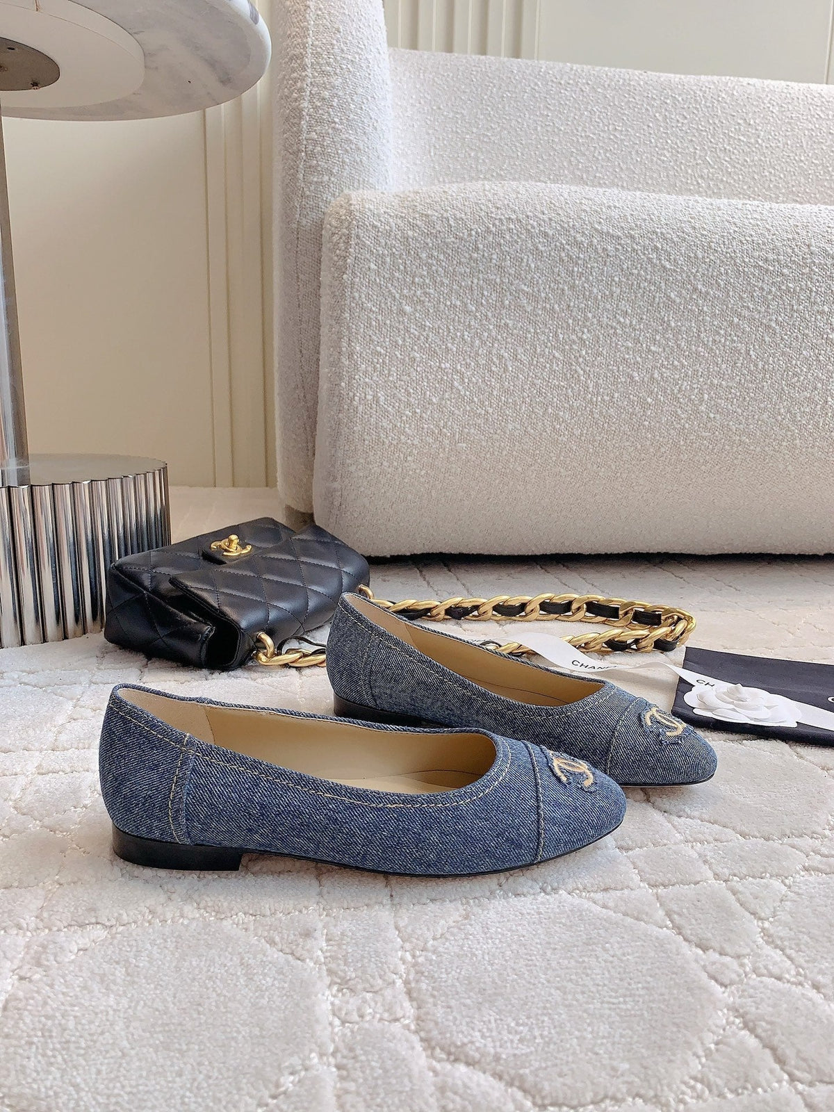 BALLET FLATS IN AEGEAN BLUE DENIM