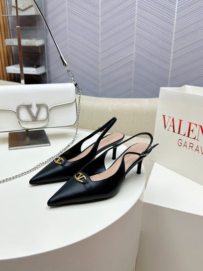 HIGH SLINGBACK 60MM IN BLACK CALFSKIN