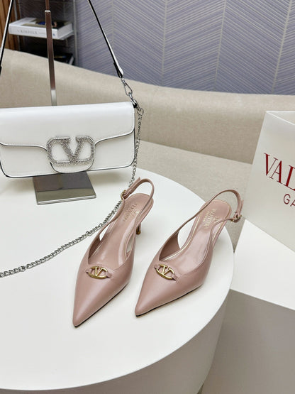 HIGH SLINGBACK 60MM IN BLUSH PINK CALFSKIN