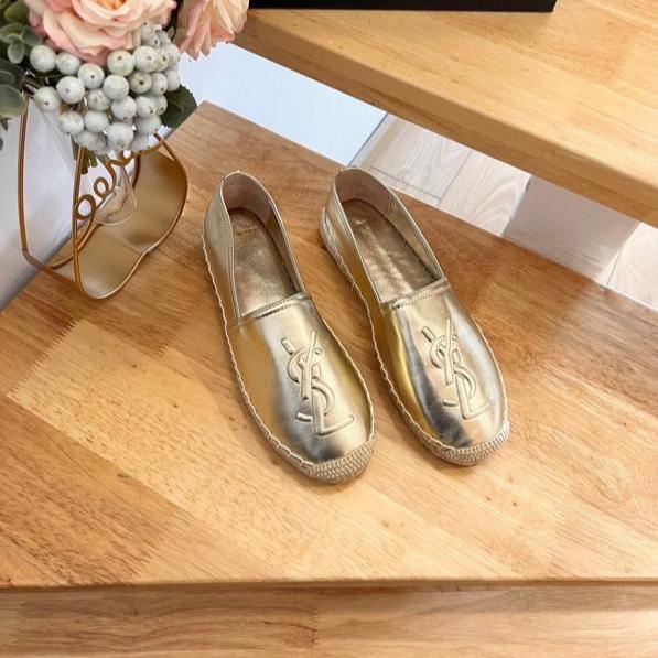 SL YVES EMBOSSED LOGO SLIP ON GOLD CALFSKIN