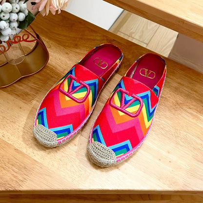 GARAVANI PRINTED COLORFUL CANVAS MULE WITH EMBROIDERED LOGO
