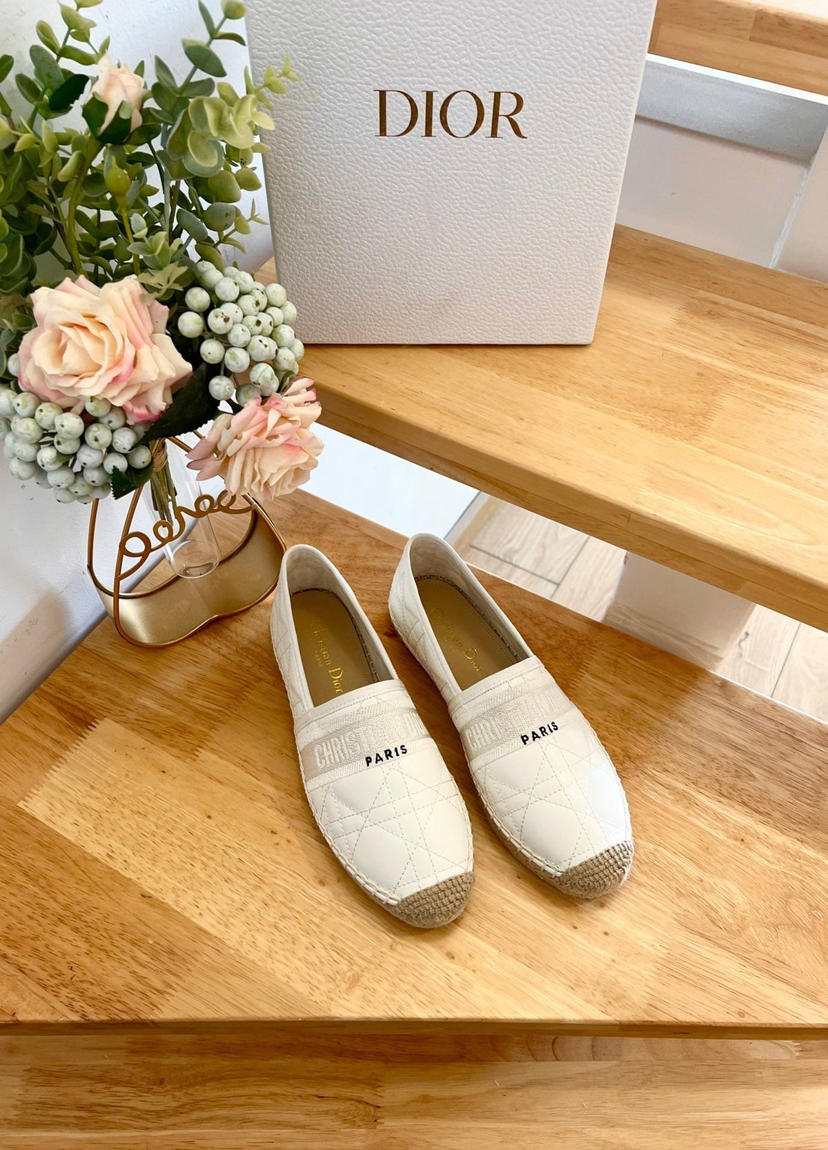 GRANVILLE ESPADRILLE WHITE QUILTED CANNAGE CALFSKIN