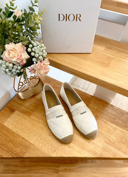 GRANVILLE ESPADRILLE WHITE QUILTED CANNAGE CALFSKIN