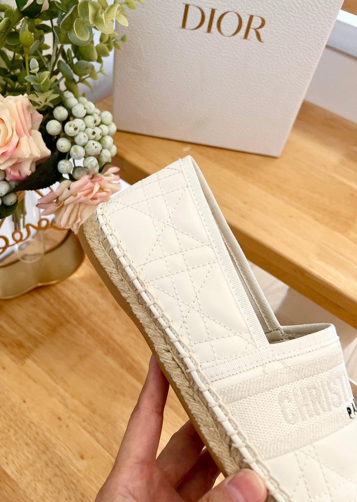 GRANVILLE ESPADRILLE WHITE QUILTED CANNAGE CALFSKIN