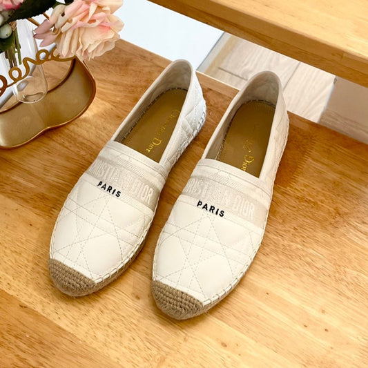 GRANVILLE ESPADRILLE WHITE QUILTED CANNAGE CALFSKIN