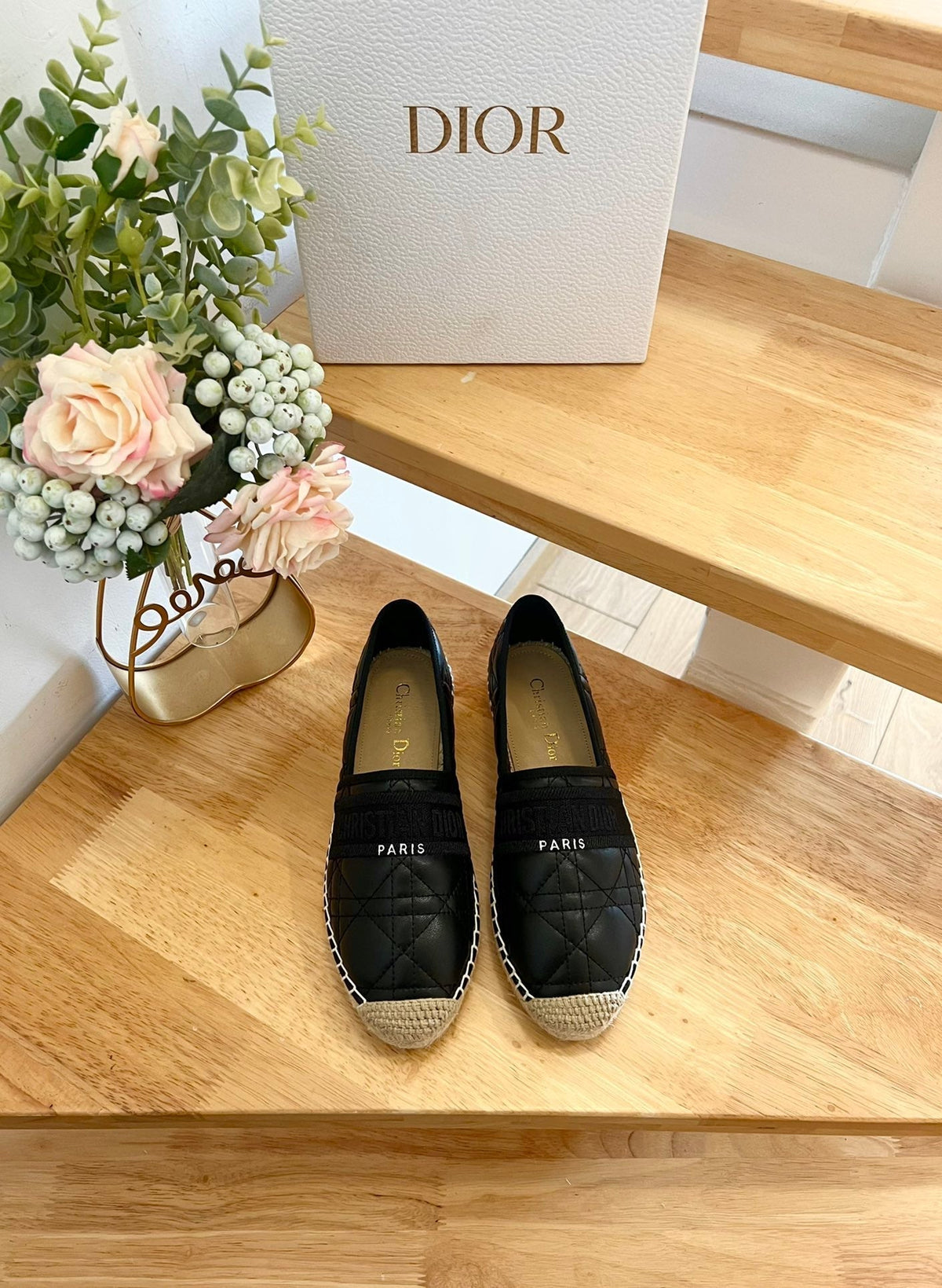 GRANVILLE ESPADRILLE BLACK QUILTED CANNAGE CALFSKIN