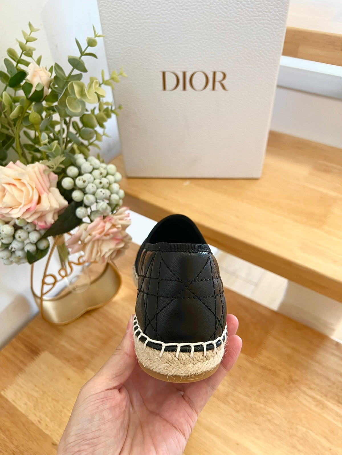 GRANVILLE ESPADRILLE BLACK QUILTED CANNAGE CALFSKIN