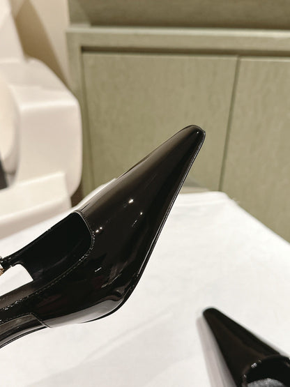 BLAKE SLINGBACK PUMPS 80 IN BLACK PATENT LEATHER