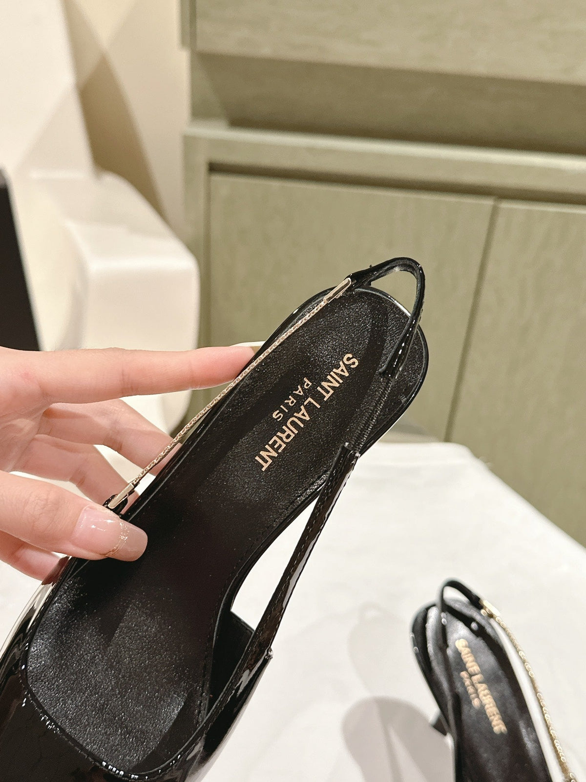 BLAKE SLINGBACK PUMPS 80 IN BLACK PATENT LEATHER