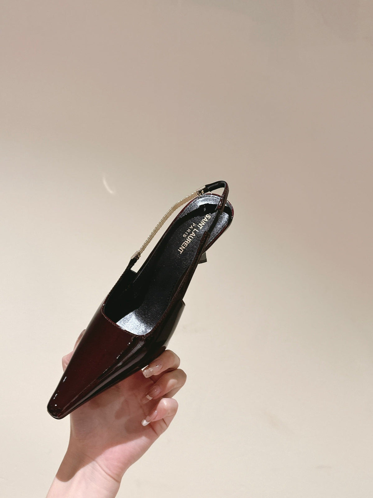 BLAKE SLINGBACK PUMPS 80 IN WINE PATENT LEATHER