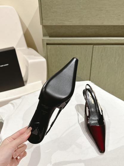 BLAKE SLINGBACK PUMPS 80 IN WINE PATENT LEATHER