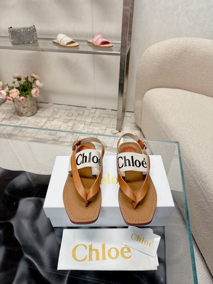 THONG SANDALS IN CINNAMON BROWN CALFSKIN AND WHITE CANVAS